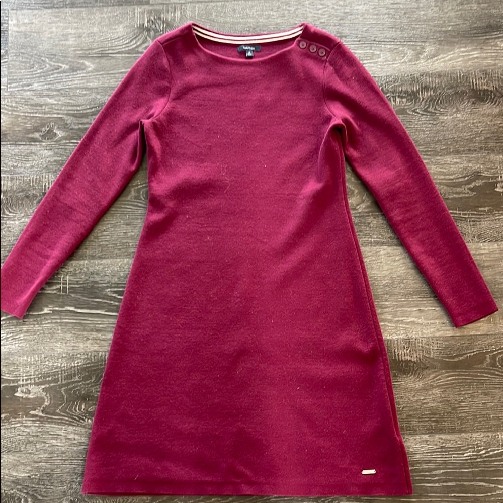 Nautica Burgundy Long Sleeve Raglan Sheath Dress